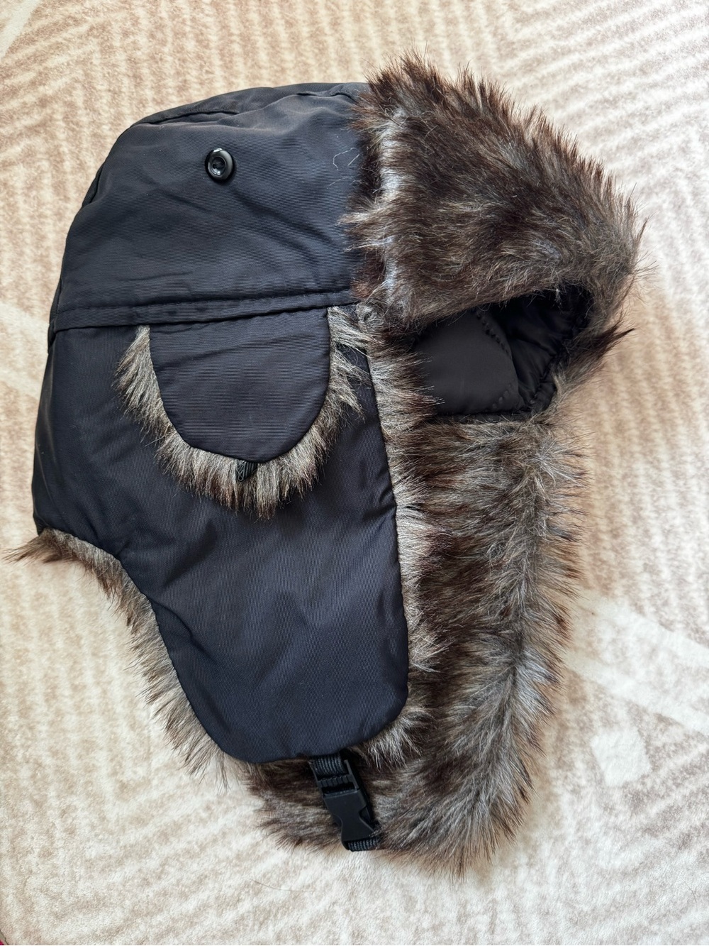Black Faux Fur Trapper Hat - Men Accessories